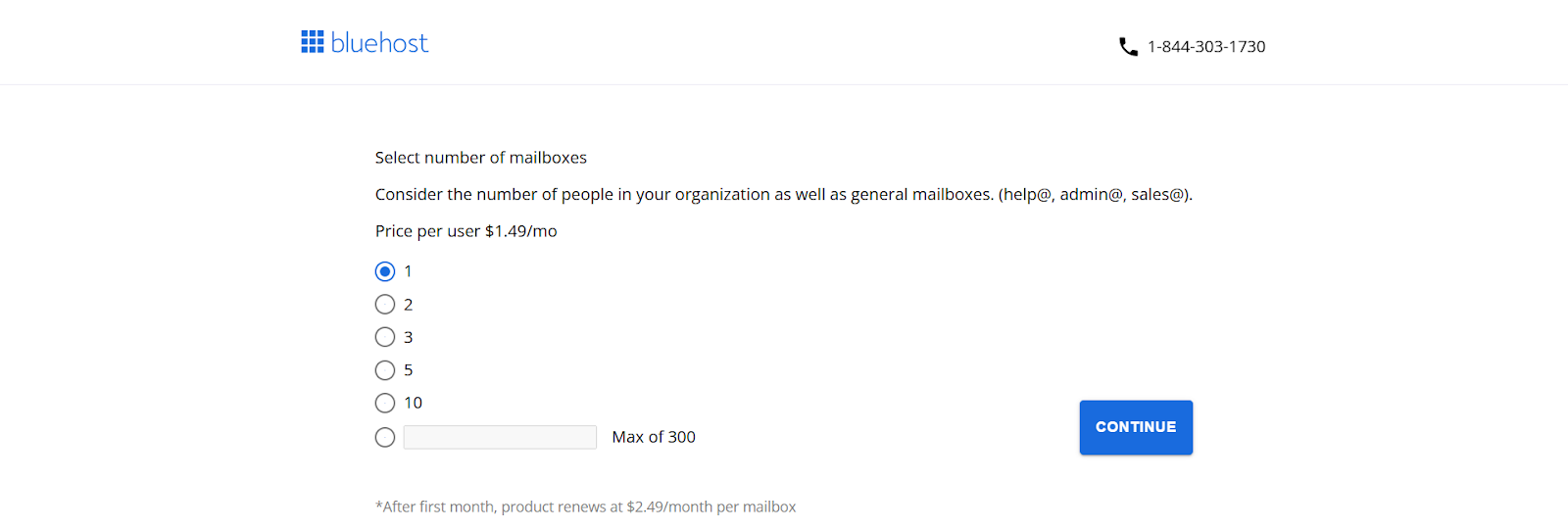 screenshot of the number of mailboxes