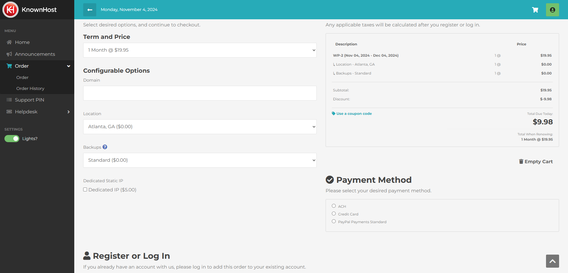 screenshot del dashboard