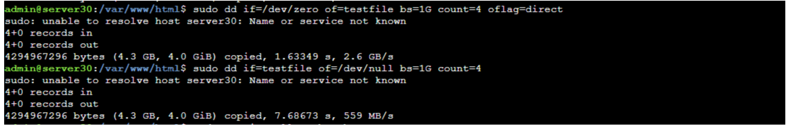 disk speed test webdock