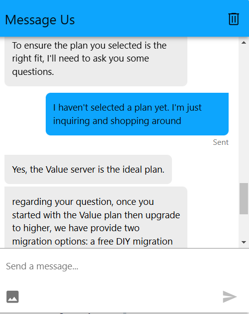 screenshot of the Livechat conversation