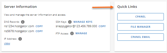 screenshot of a Quick Links