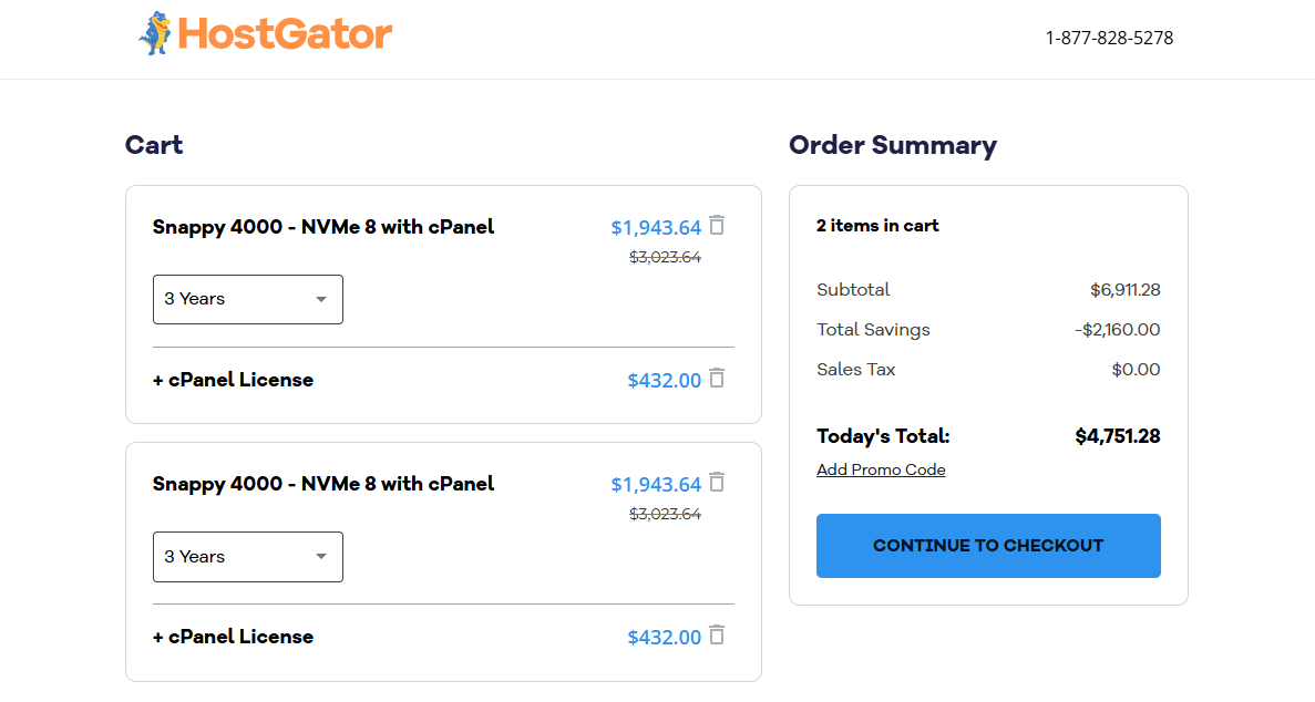 screenshot of a the order summary