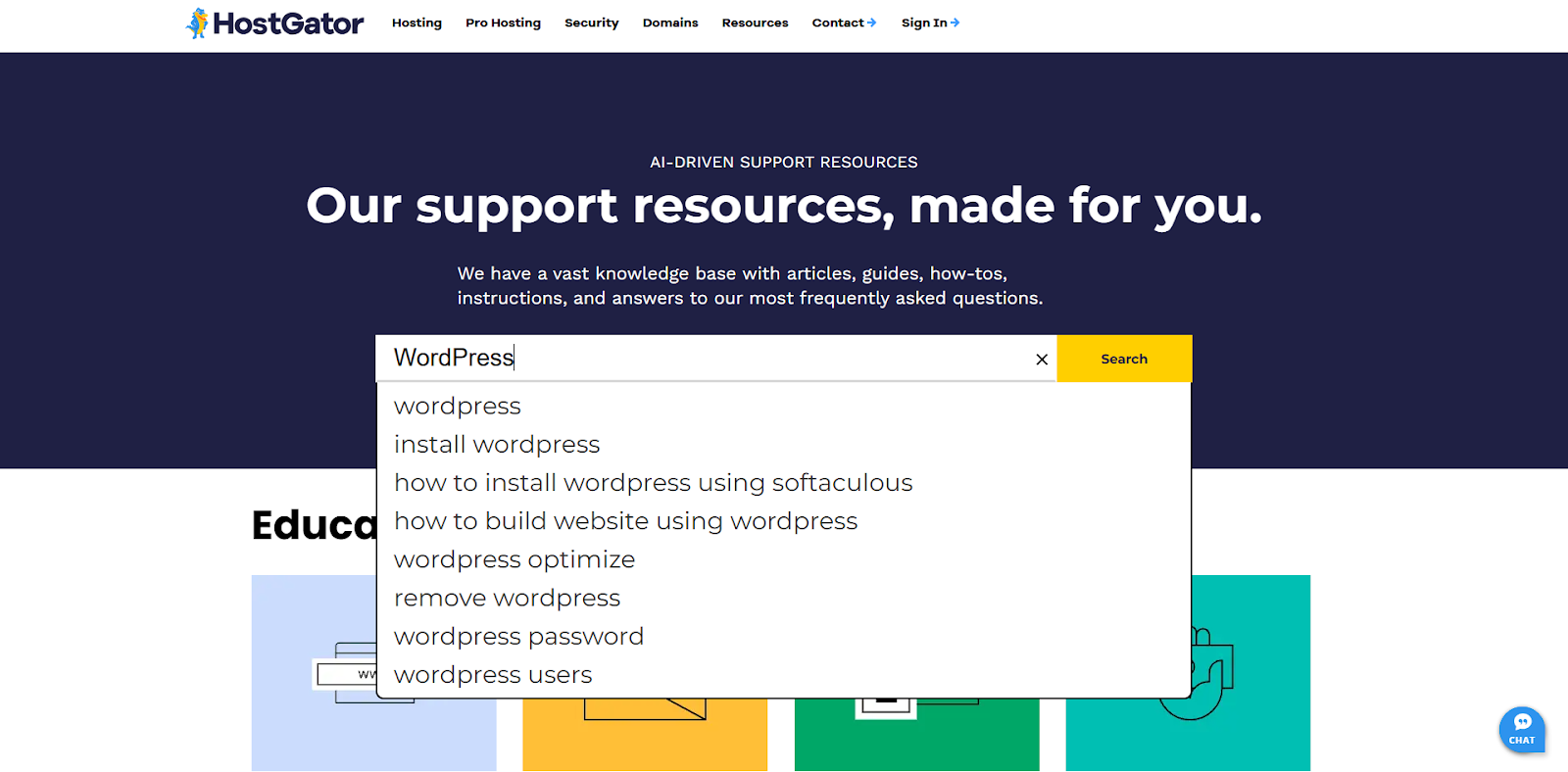screenshot of the Knowledge base