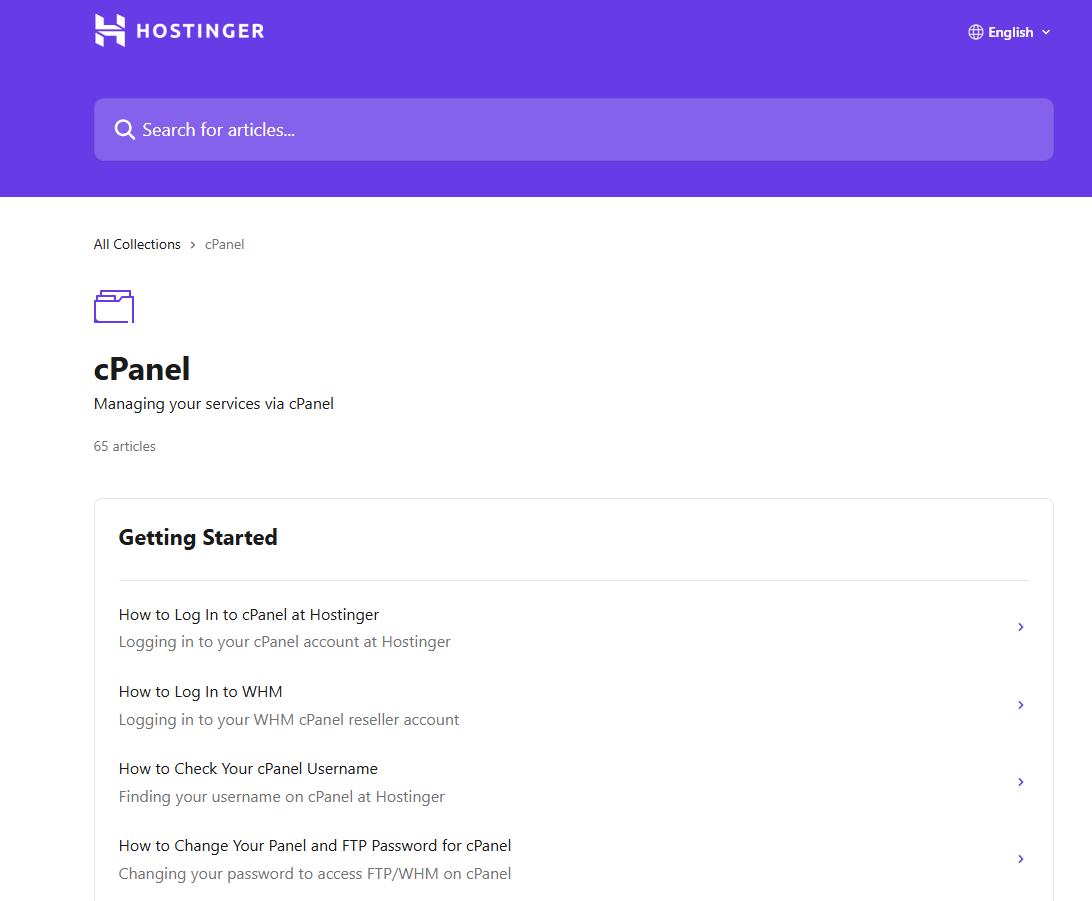 screenshot of the documentation