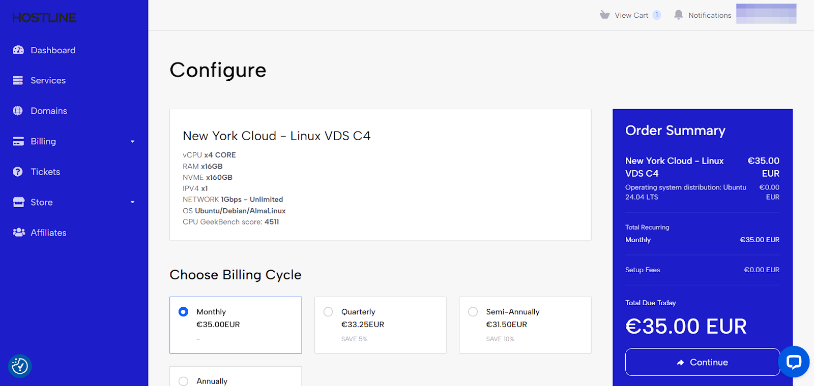 screenshot of the VDS plan configurations