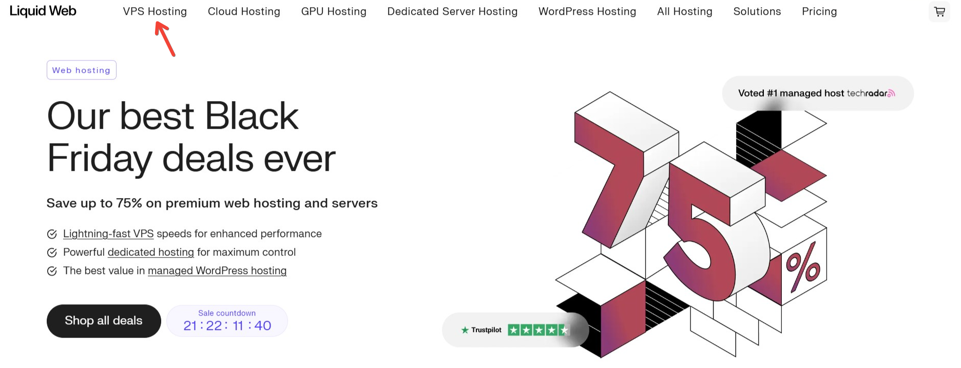 screenshot of the VPS Hosting button