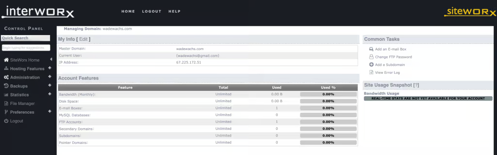 screenshot of Service Info