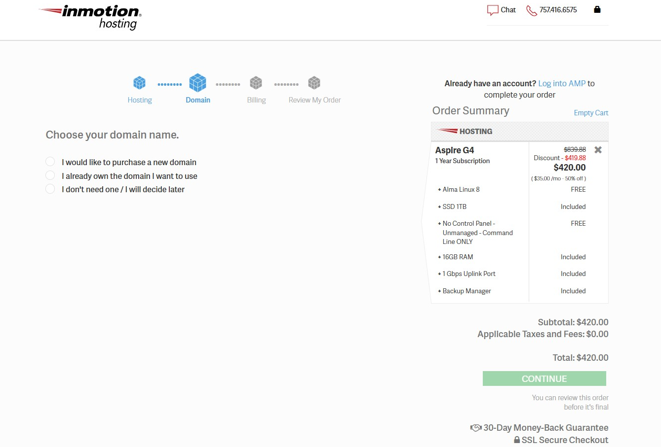 screenshot of the domain configurations