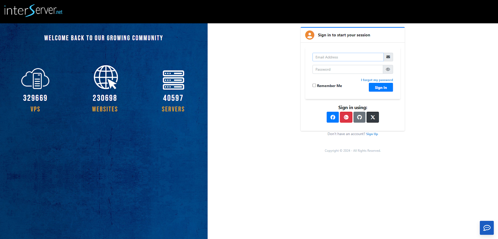screenshot of the sign in page