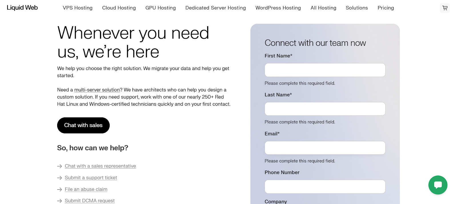 screenshot of the ticket support
