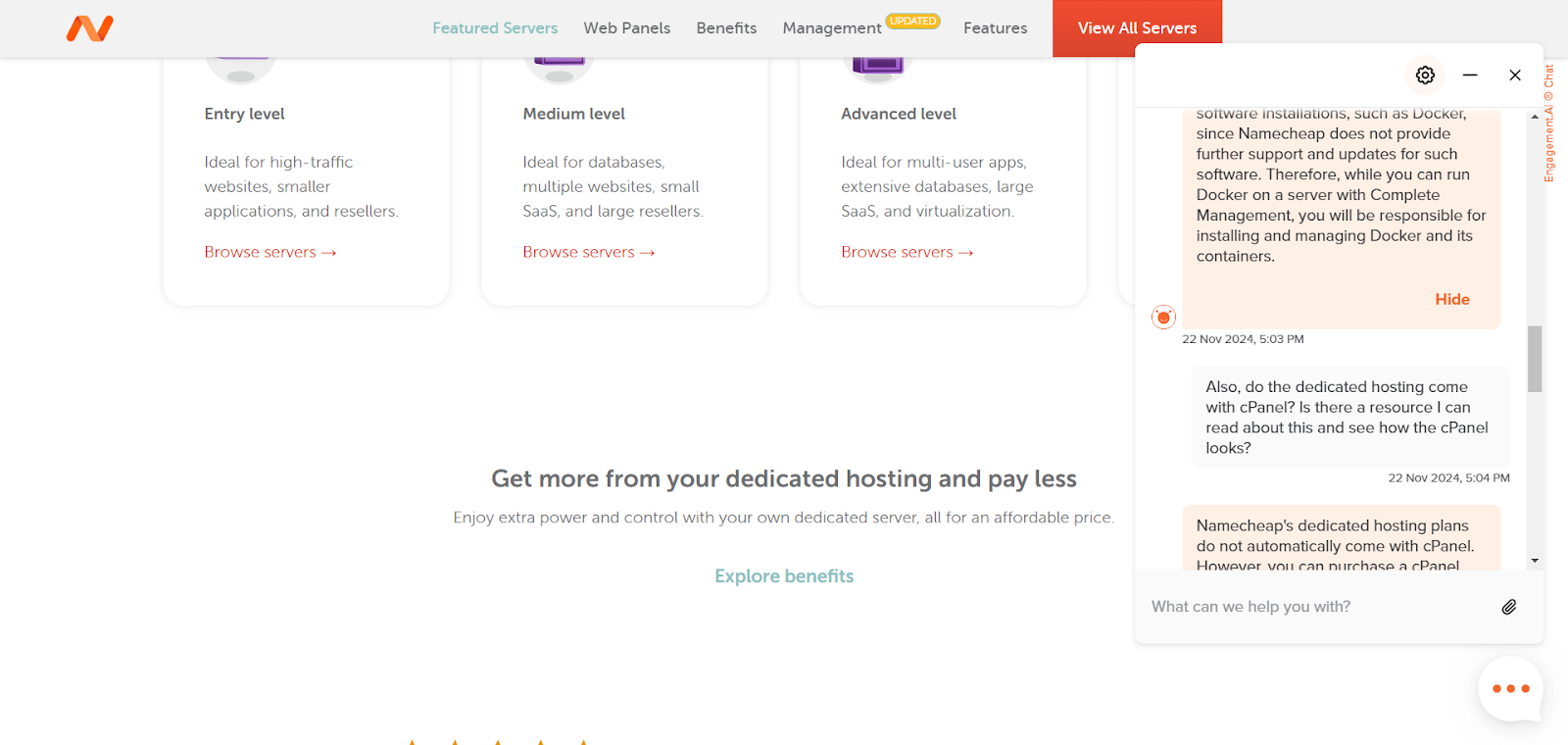 Namecheap Dedicated Server