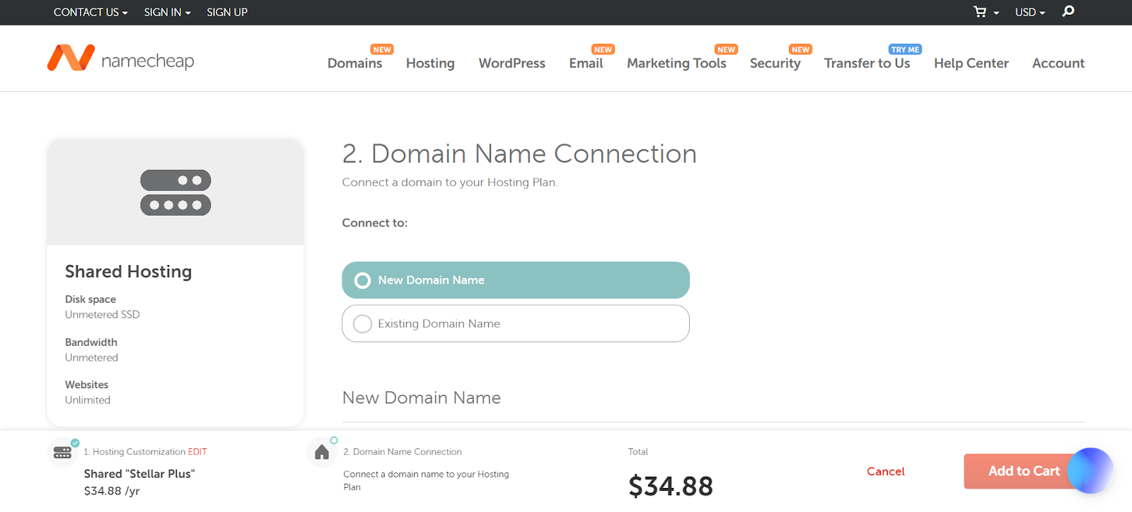 Namecheap shared hosting