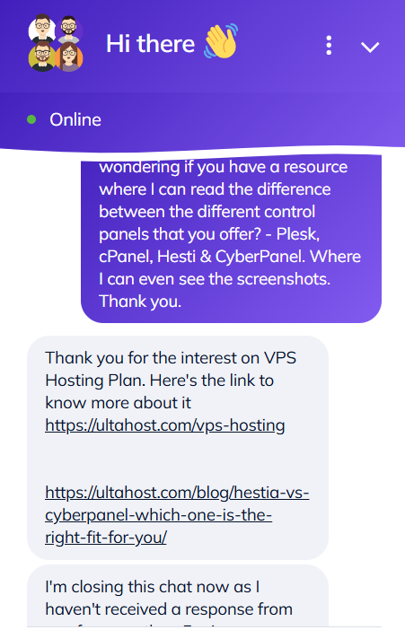 screenshot of the Livechat