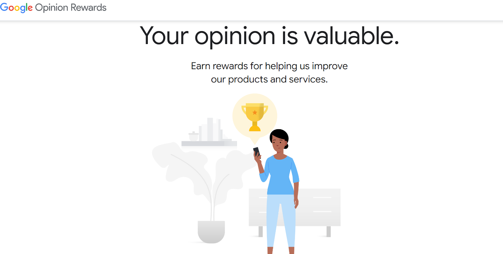 Google Opinion Rewards website homepage