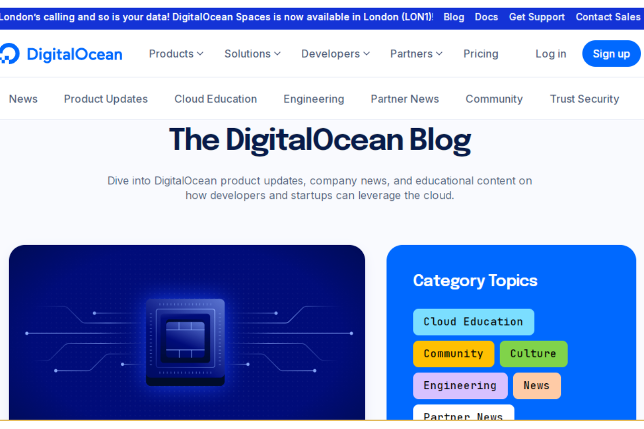 Digital Ocean Blog Screenshot