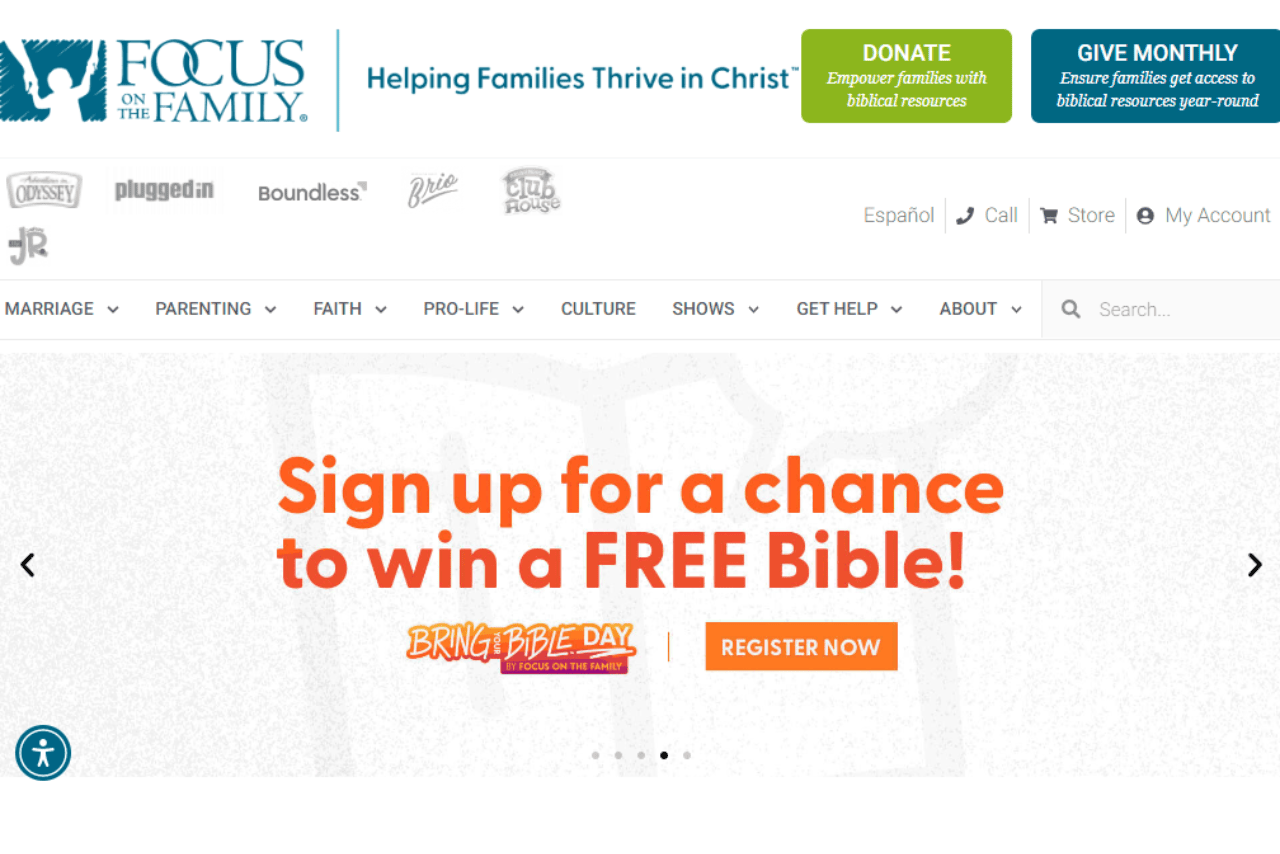 Focus on the Family Website Screenshot