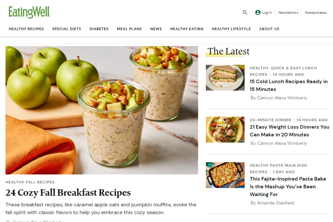 Eating Well Website Screenshot