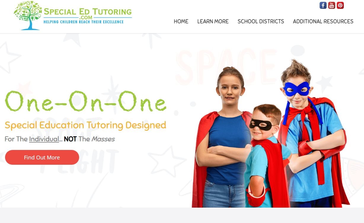 SpecialEdTutoring.com website screenshot