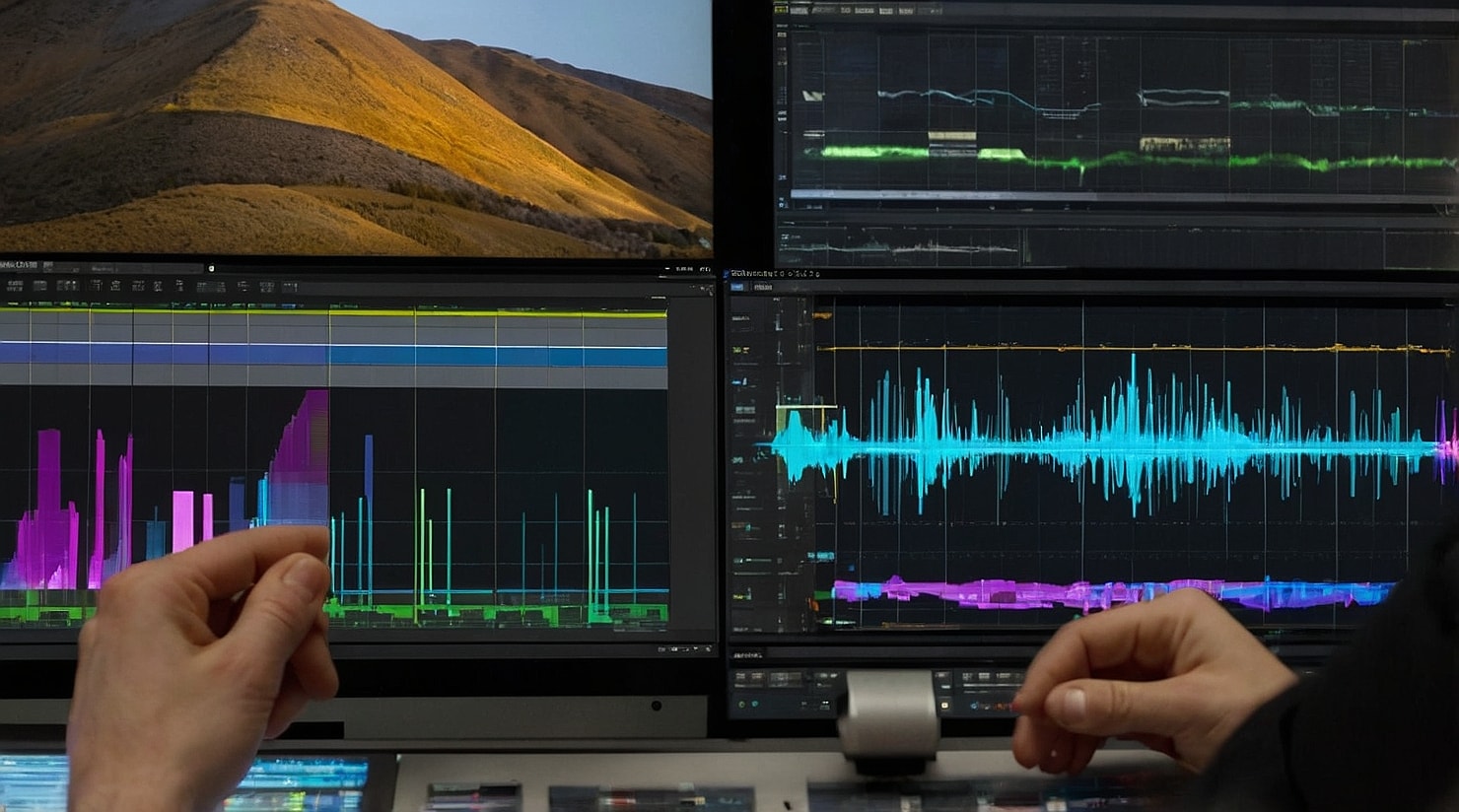 4 windows opened in video edit app