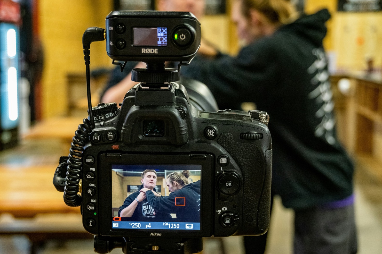 A closeup view of a camera.