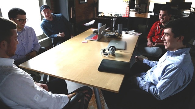 A group of people having a meeting