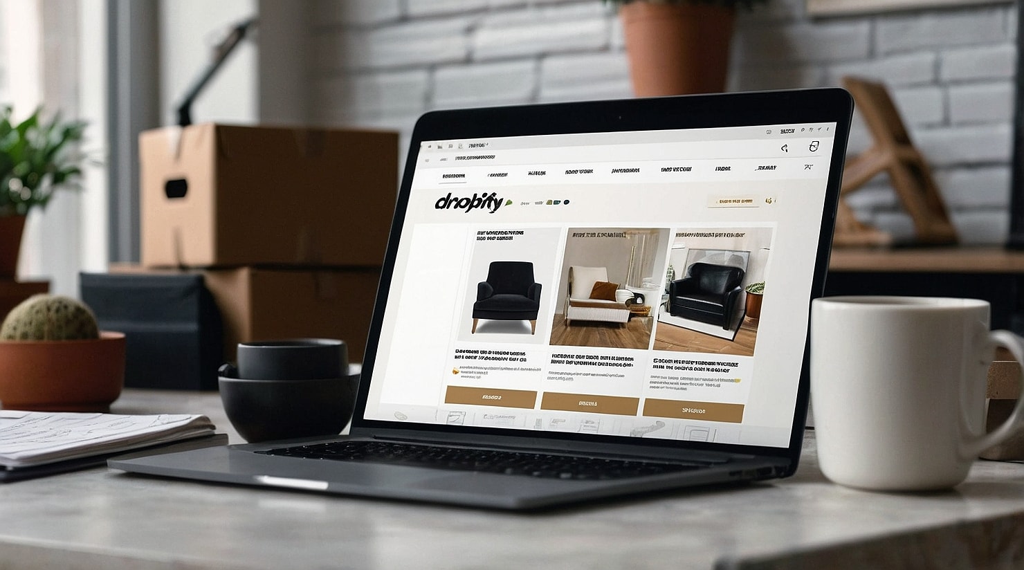 A laptop showing an online dropshipping store