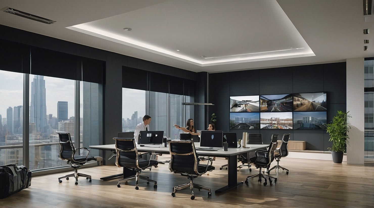 A large office of a video editing company