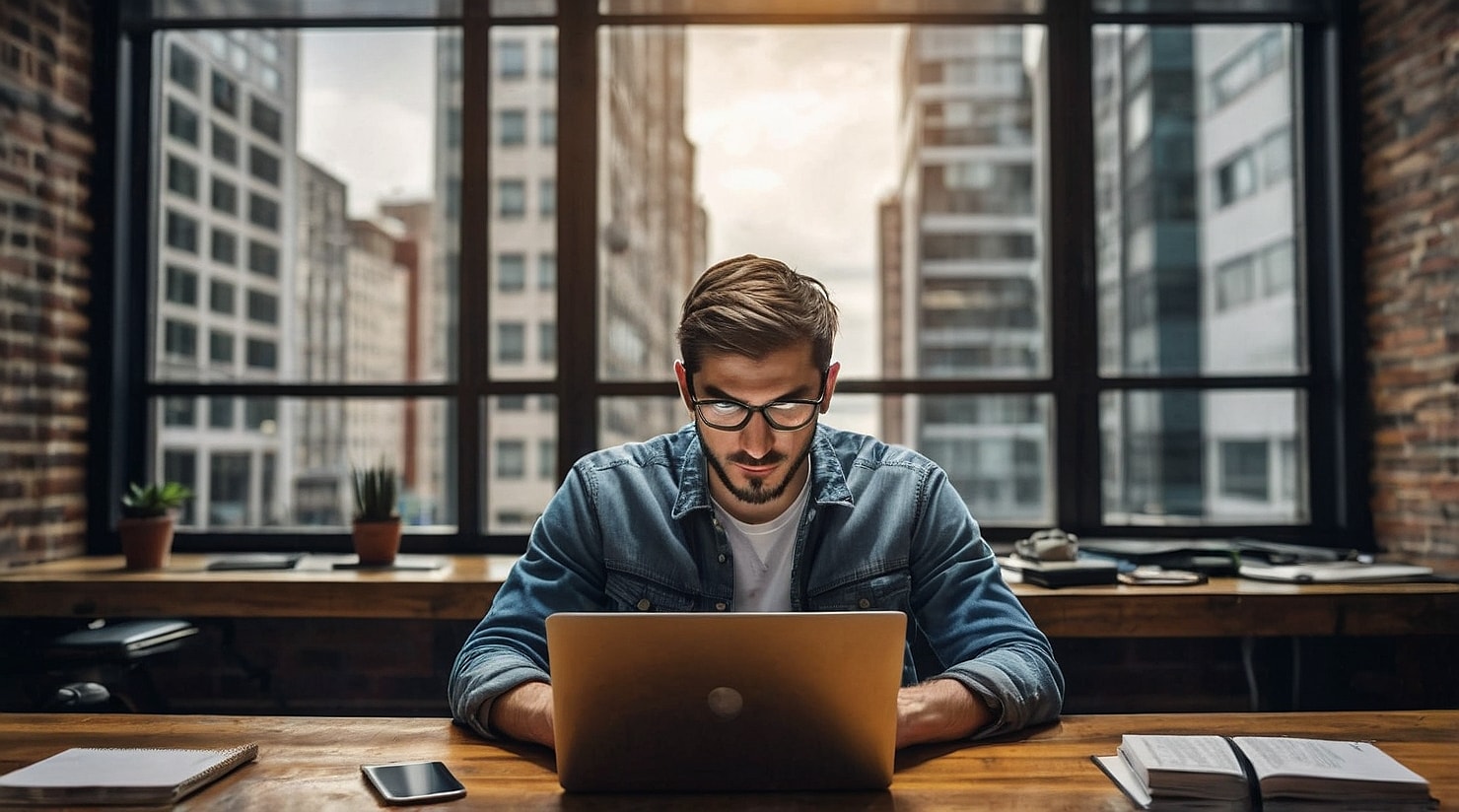 A man working on a computer