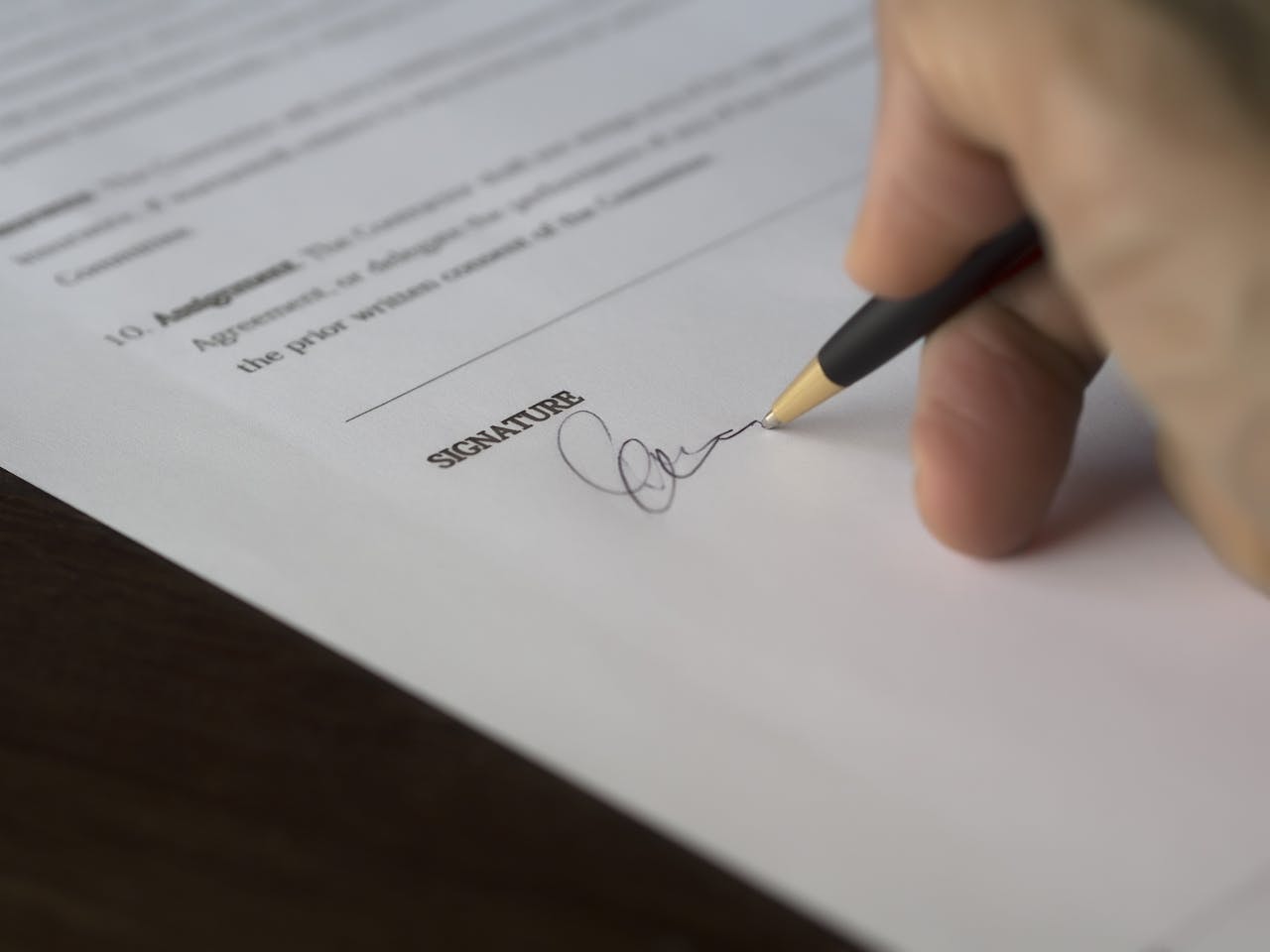 A person signing a legal document