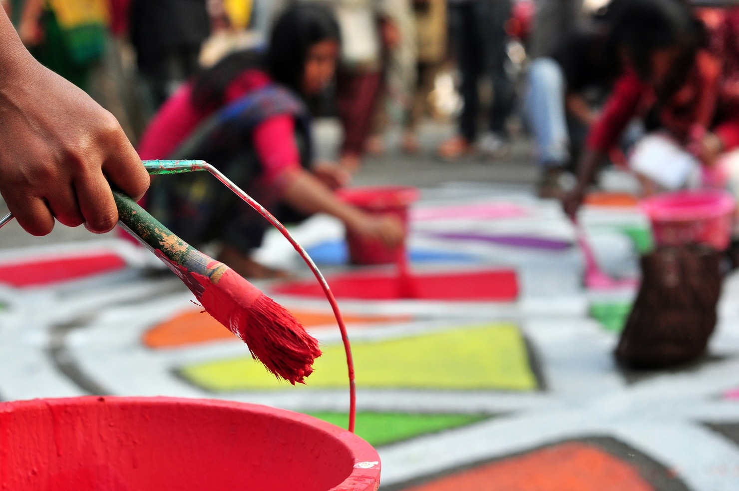 Artists painting.