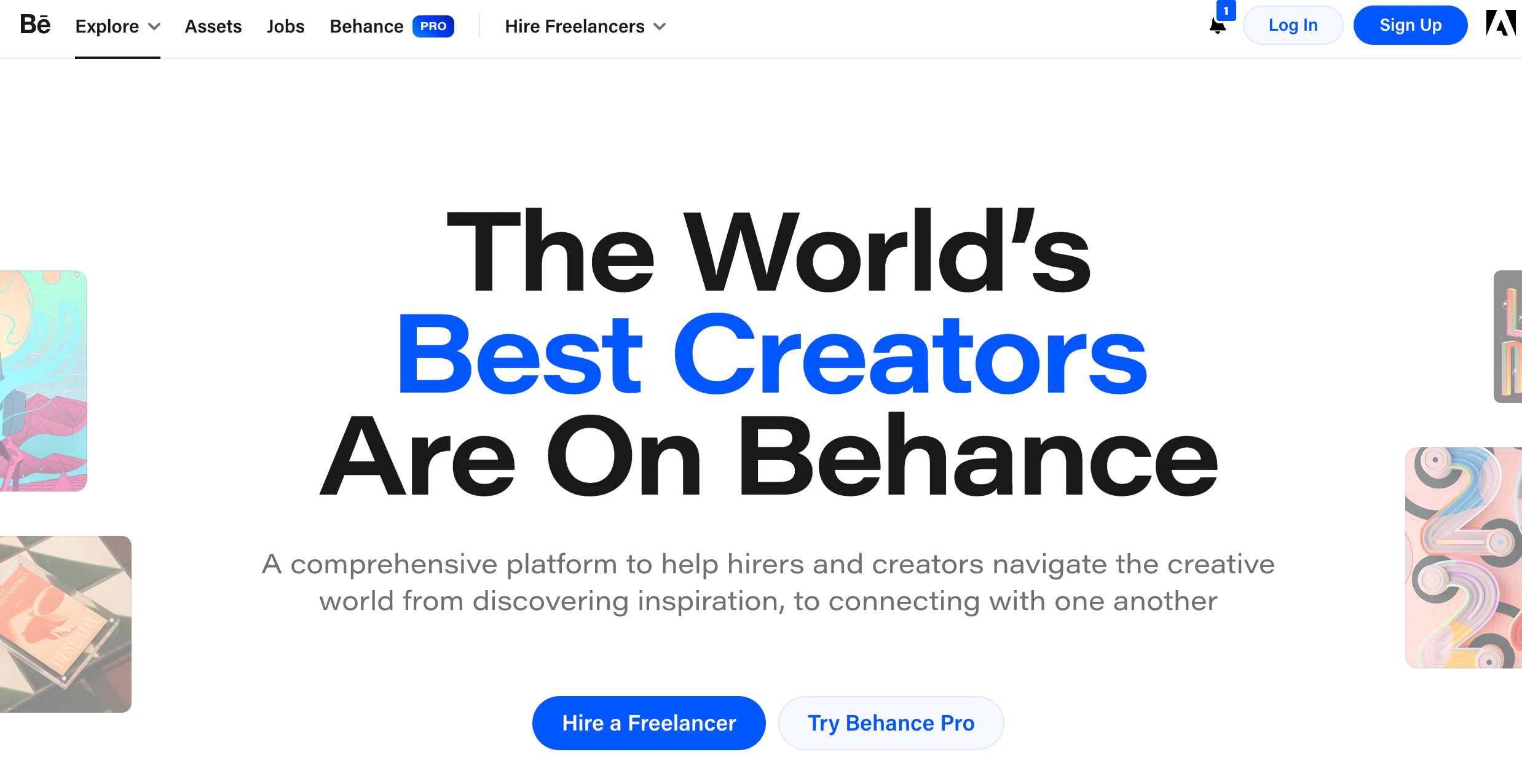 Behance website homepage