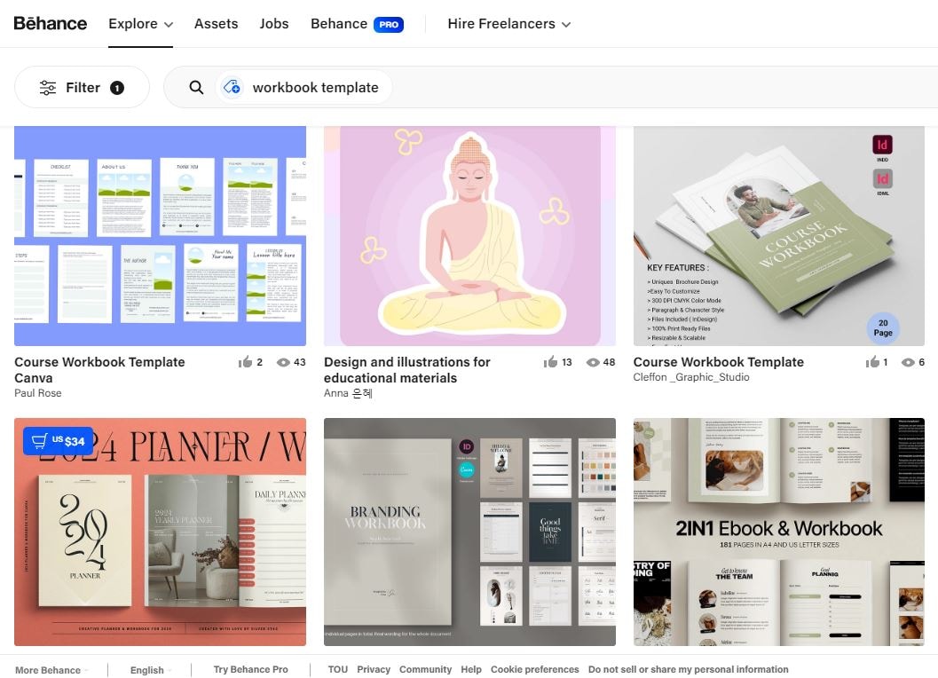 Behance workbook templates