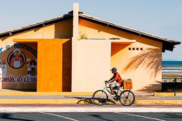 Bicycle delivery guy on a street