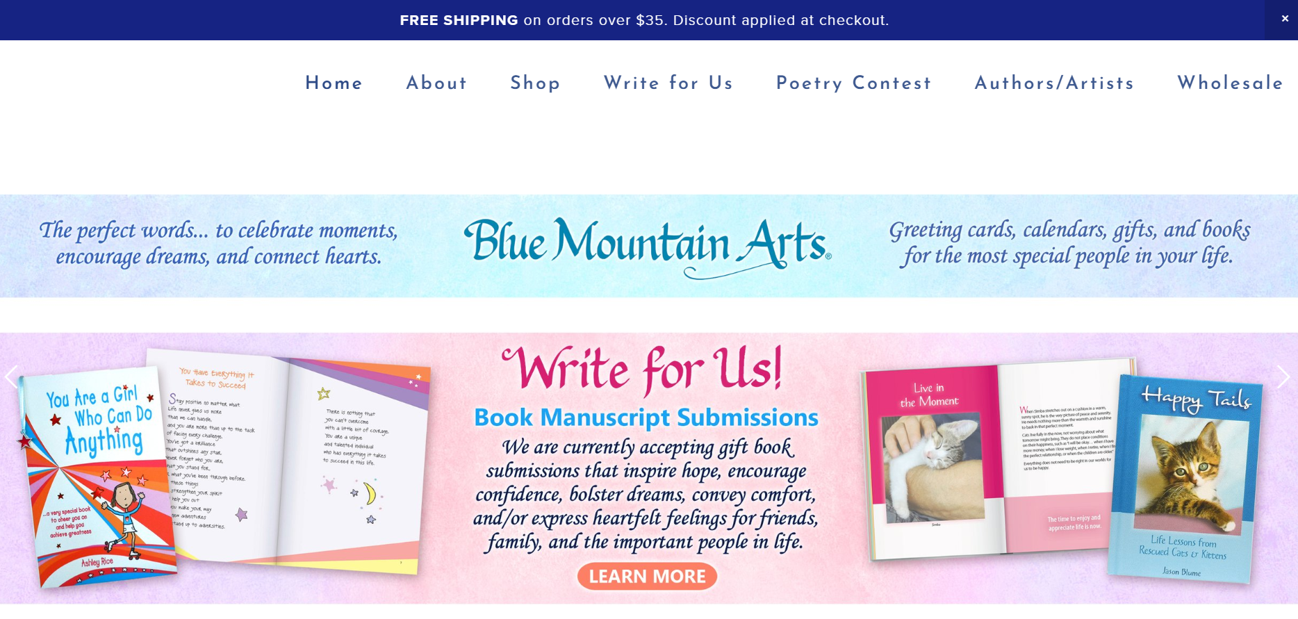 Blue mountain arts homepage.
