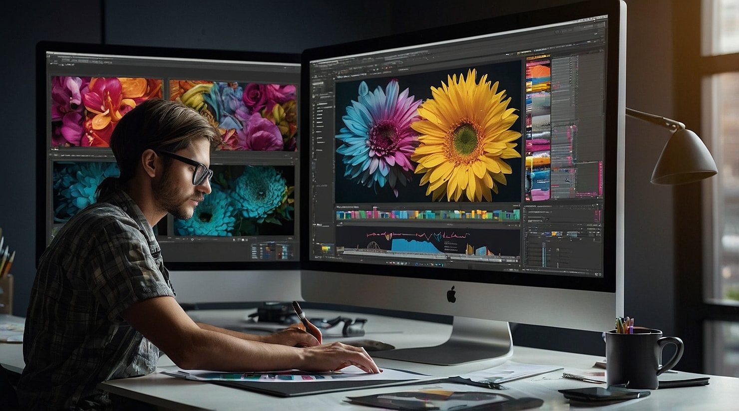 Freelancer creating images.