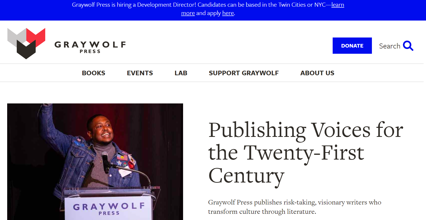 Greywolf Press homepage.