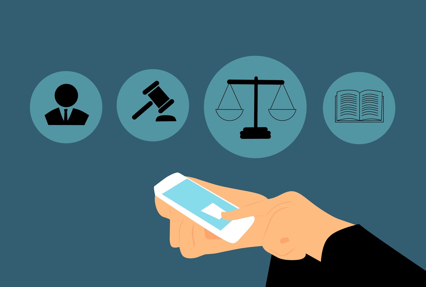 Judicial system symbols.