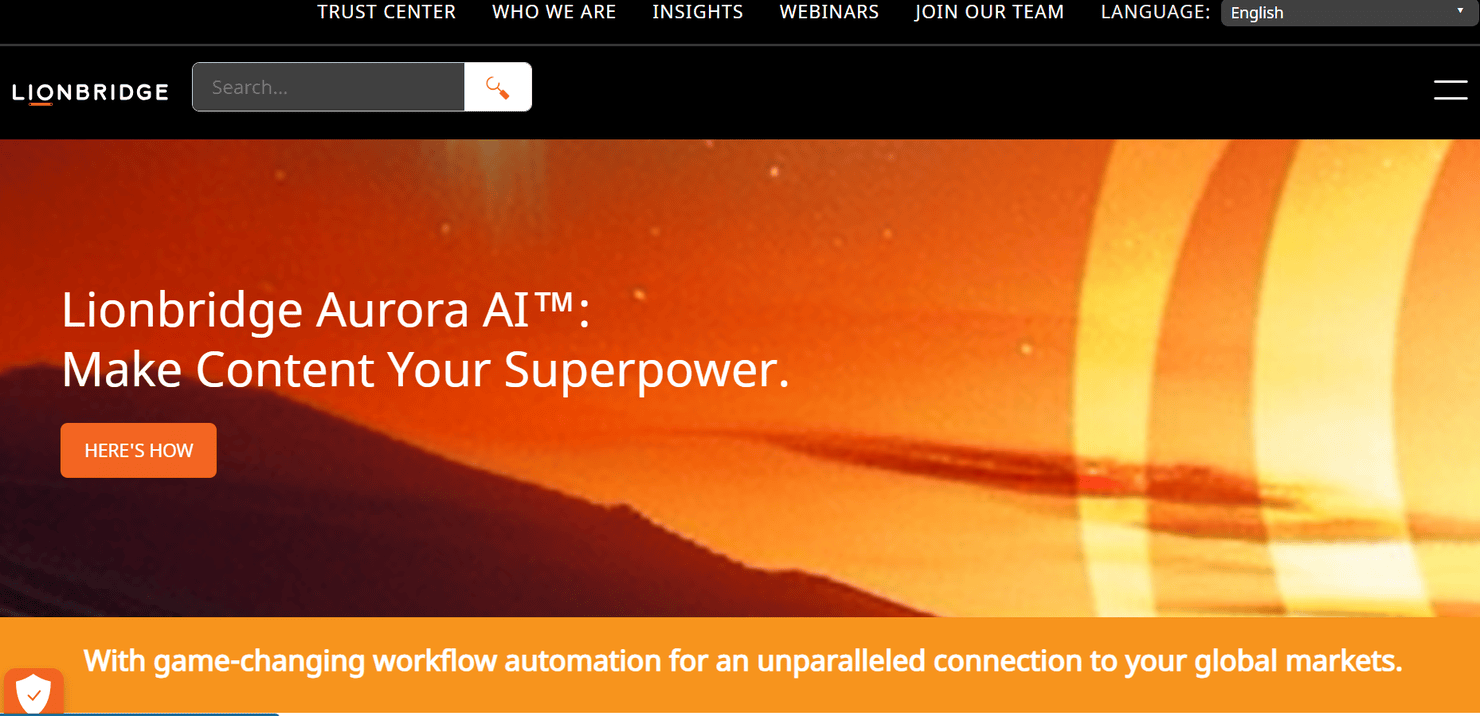 Lionbridge homepage.