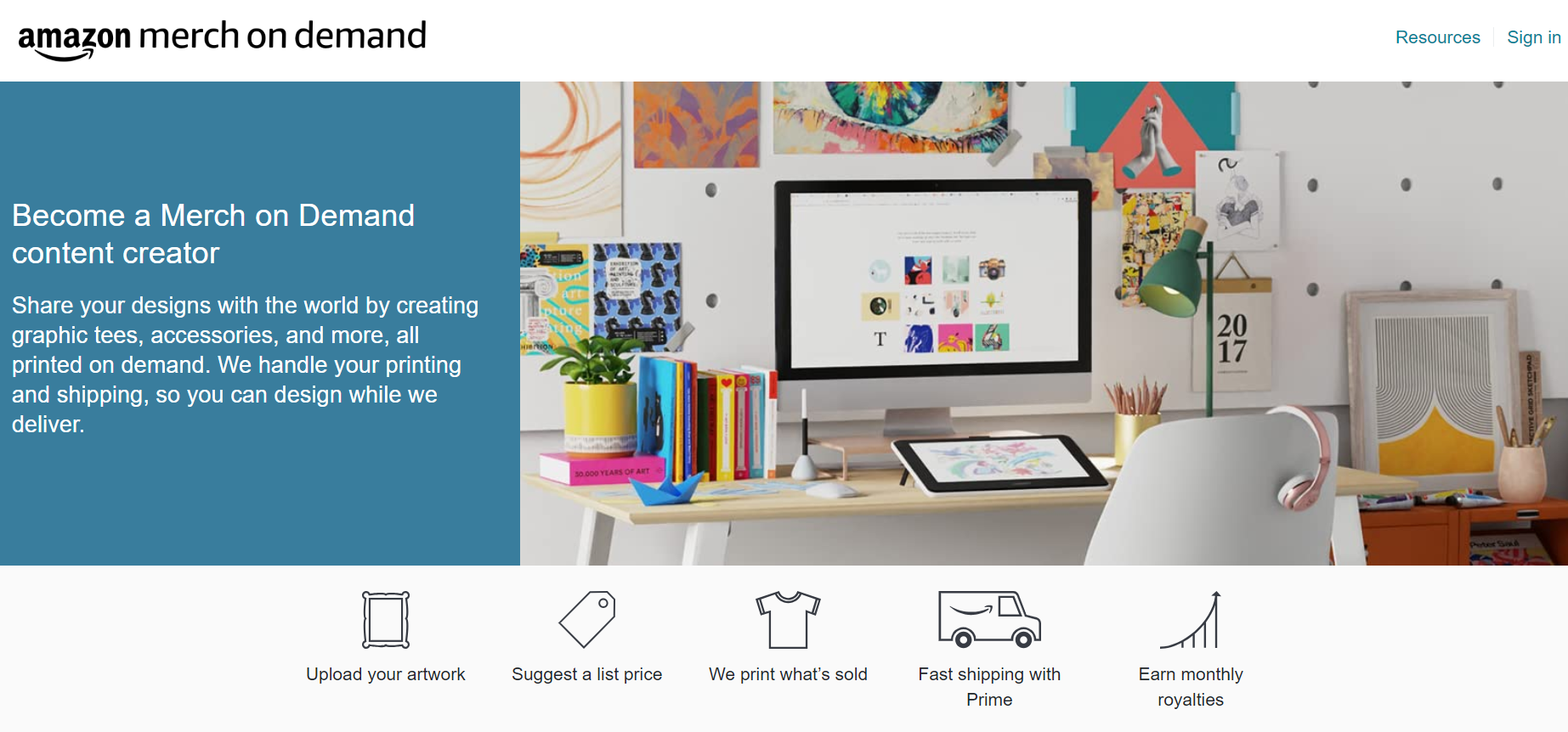 Merch by Amazon website homepage