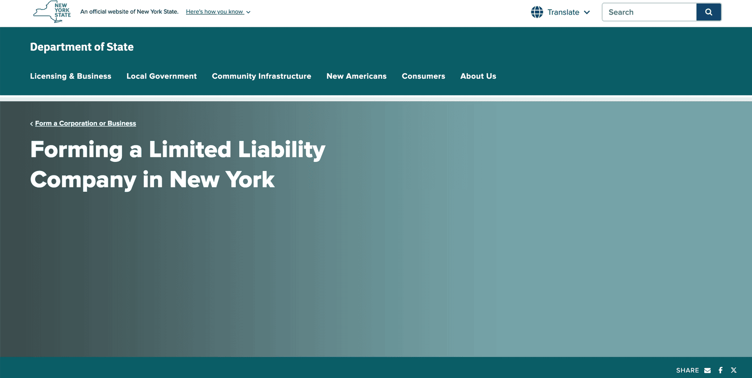 New York State's website