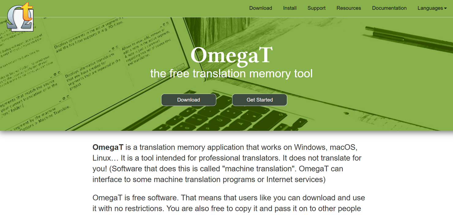 Omega T website homepage.