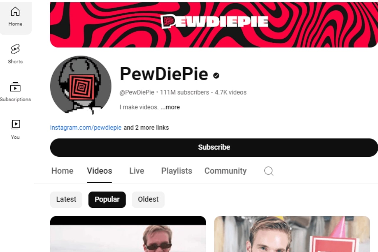 PewDiePie Youtube Channel