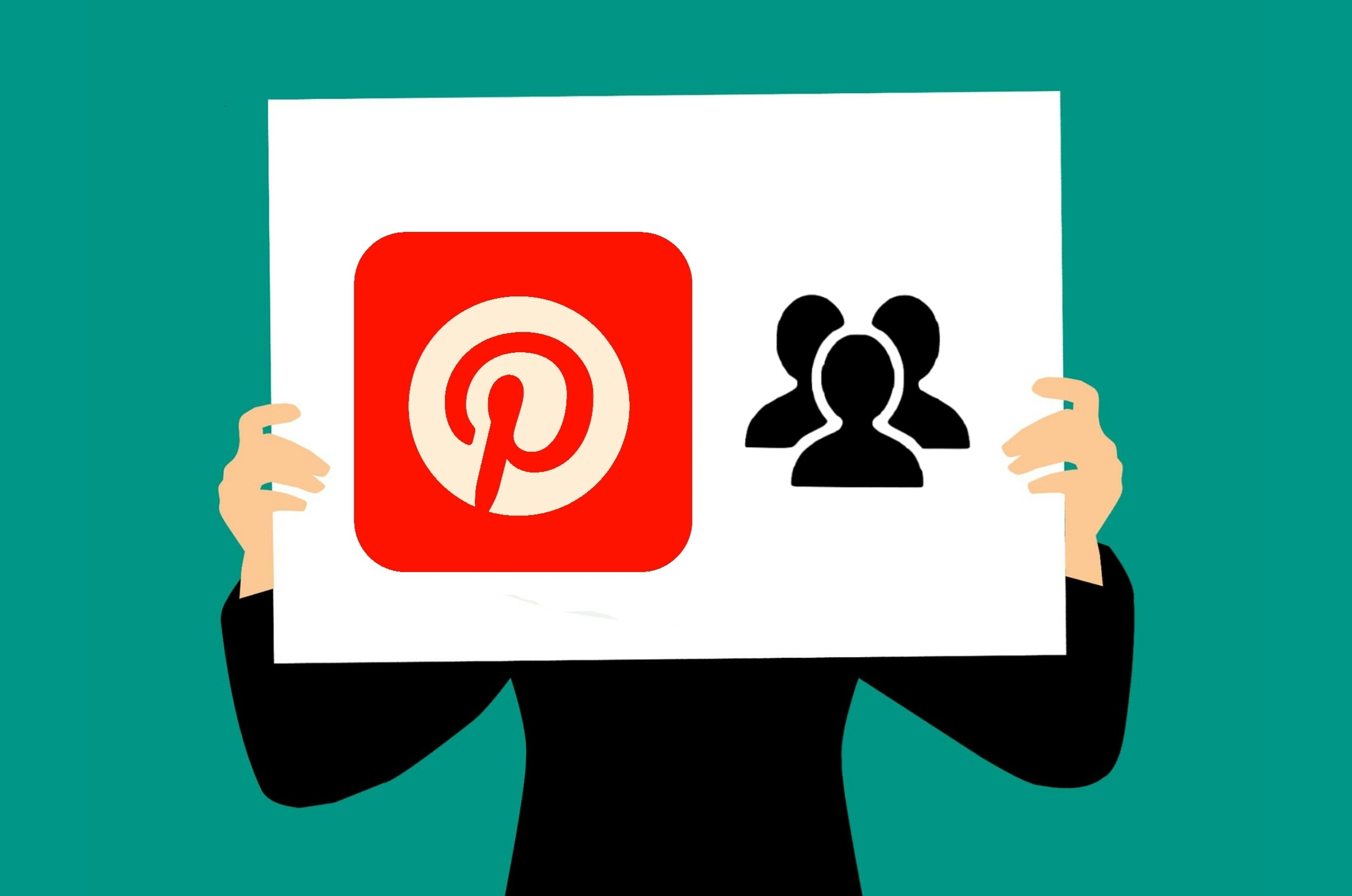 Pinterest logo on a placard.