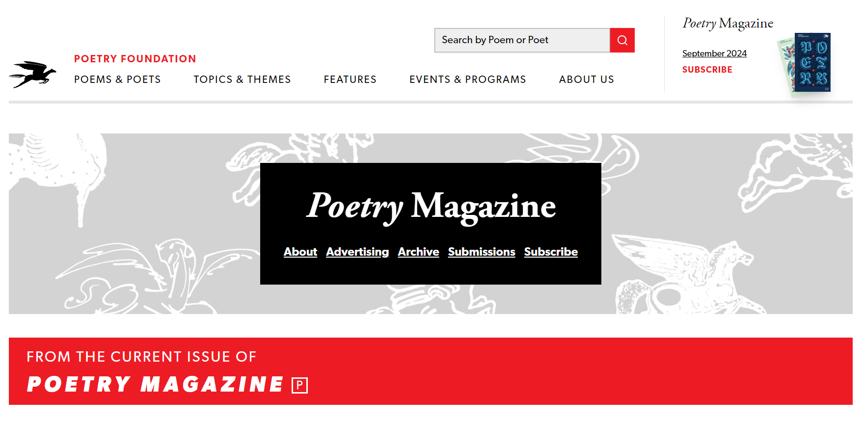 Poetry magazine homepage.