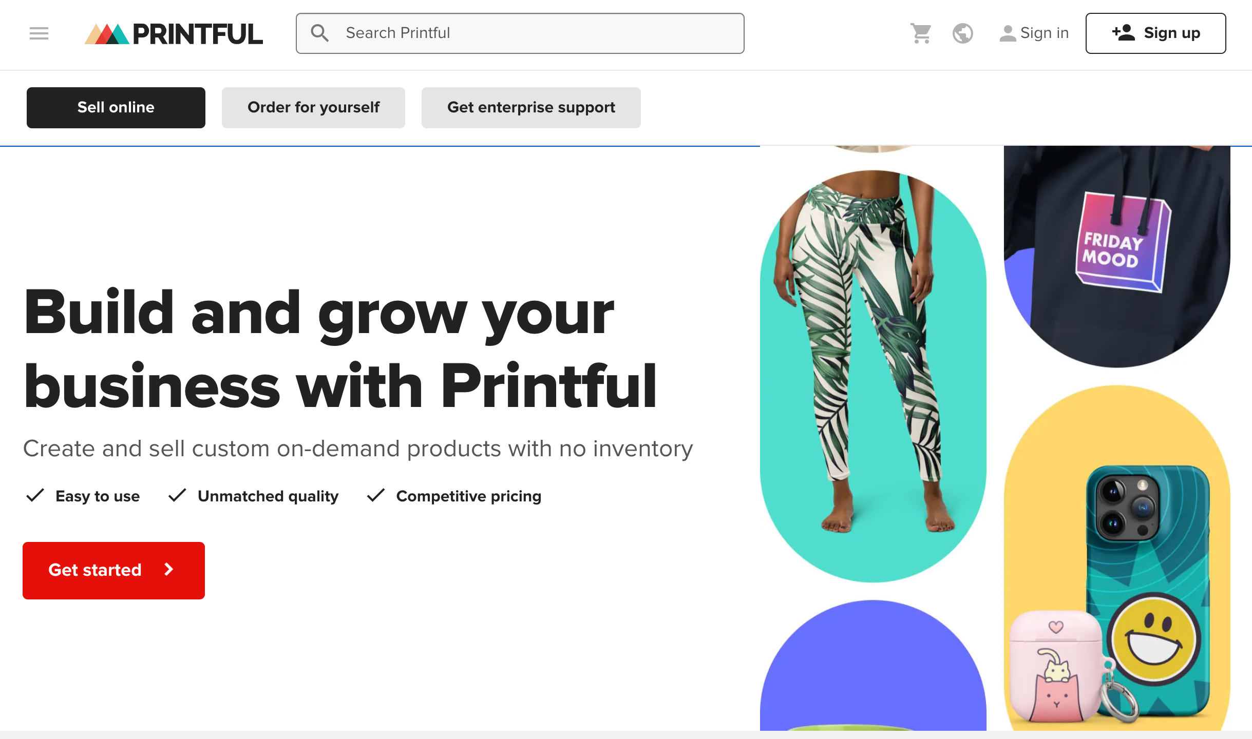 Printful website homepage