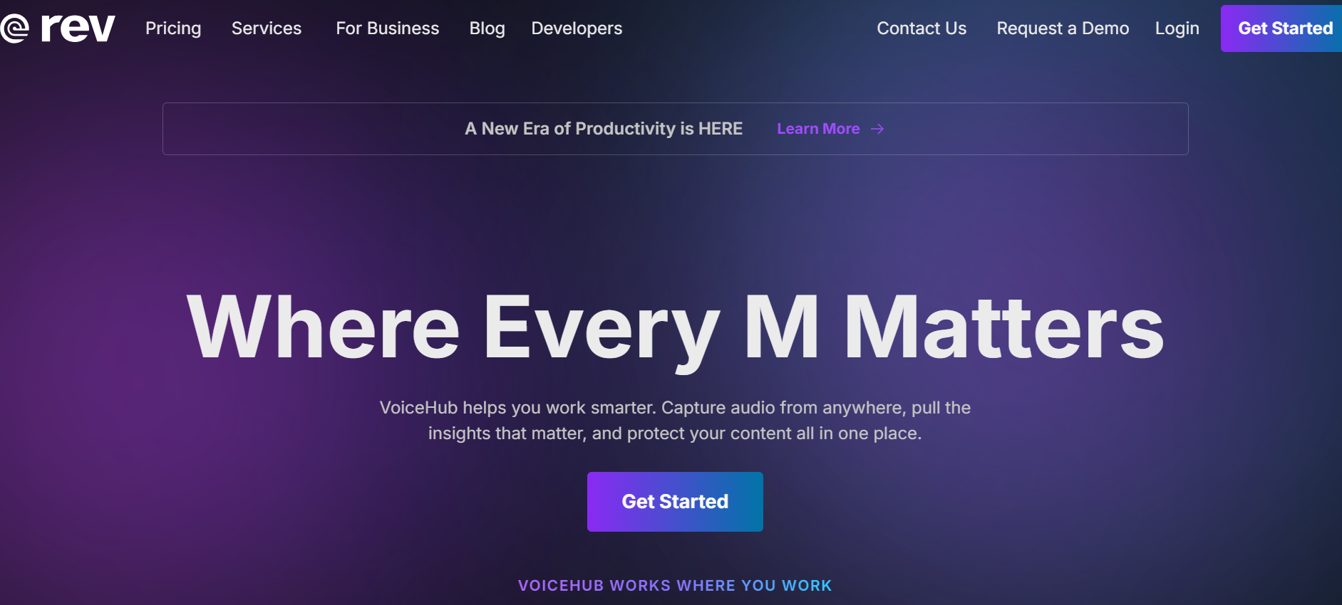 Rev website homepage.