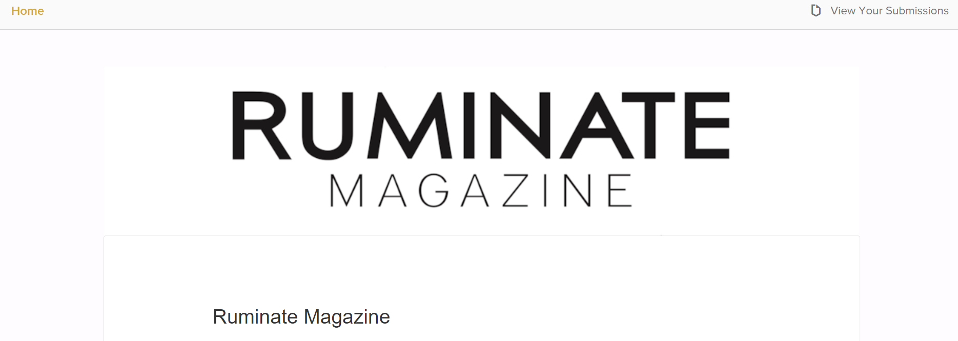 Ruminate Magazine homepage.