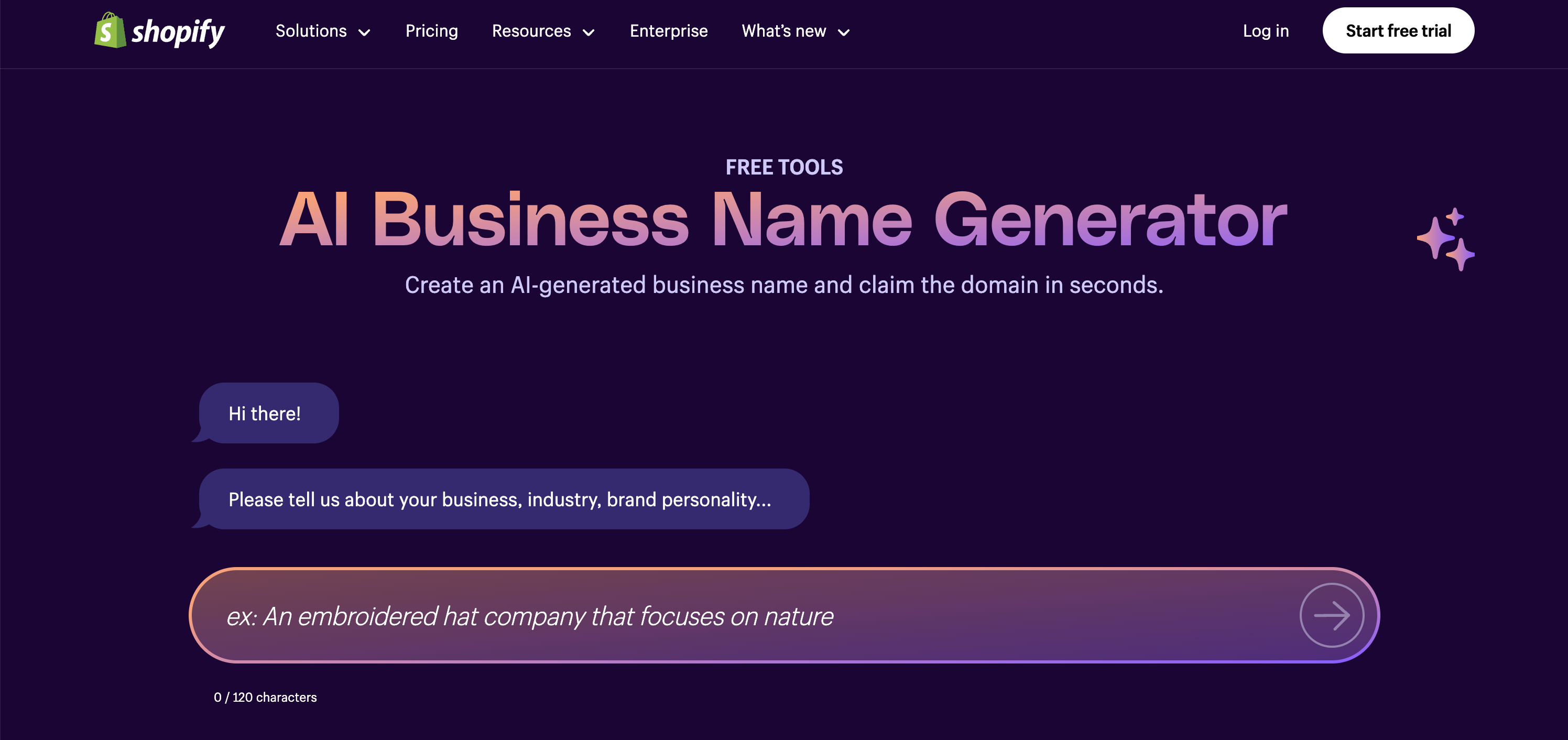 Shopify's business name generator