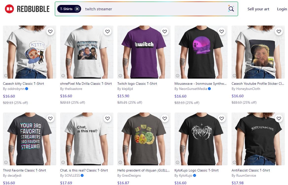 Streamer t-shirts on redbubble