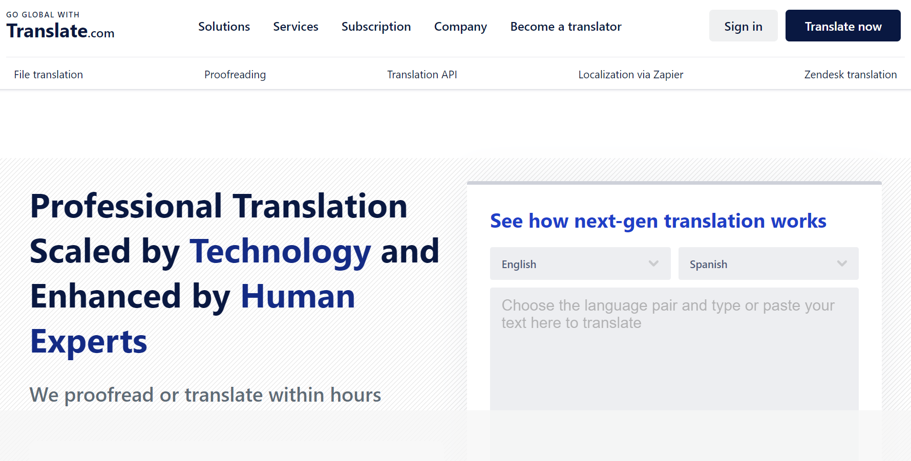Translate website homepage.